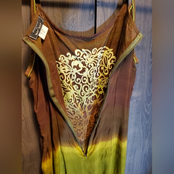 Naf Naf y2k boho Maxi dress Meidum Ombre Tie Dye Embellished Green - Picture 5 of 7